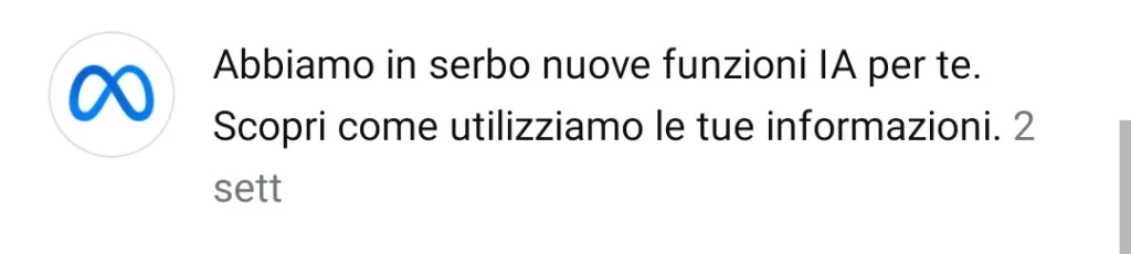notifica consenso ai di meta instagram